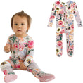 Load image into Gallery viewer, Footie Pajamas for Baby Girls – Sleepers in Viscose from Bamboo with 2-Way Zipper & Ruffle Trim