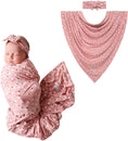 Load image into Gallery viewer, Swaddle Blanket & Headband Set – Viscose from Bamboo Stretchy Baby Swaddle for Newborn Girls, Receiving Blanket or Nursing Cover