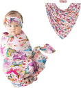 Load image into Gallery viewer, Swaddle Blanket & Headband Set – Viscose from Bamboo Stretchy Baby Swaddle for Newborn Girls, Receiving Blanket or Nursing Cover