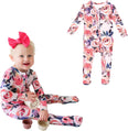 Footie Pajamas for Baby Girls – Sleepers in Viscose from Bamboo with 2-Way Zipper & Ruffle Trim