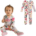 Footie Pajamas for Baby Girls – Sleepers in Viscose from Bamboo with 2-Way Zipper & Ruffle Trim