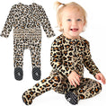 Load image into Gallery viewer, Footie Pajamas for Baby Girls – Sleepers in Viscose from Bamboo with 2-Way Zipper & Ruffle Trim
