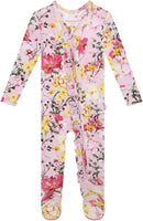 Footie Pajamas for Baby Girls – Sleepers in Viscose from Bamboo with 2-Way Zipper & Ruffle Trim