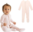 Load image into Gallery viewer, Footie Pajamas for Baby Girls – Sleepers in Viscose from Bamboo with 2-Way Zipper & Ruffle Trim
