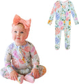 Footie Pajamas for Baby Girls – Sleepers in Viscose from Bamboo with 2-Way Zipper & Ruffle Trim
