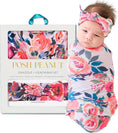 Load image into Gallery viewer, Swaddle Blanket & Headband Set – Viscose from Bamboo Stretchy Baby Swaddle for Newborn Girls, Receiving Blanket or Nursing Cover
