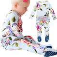 Load image into Gallery viewer, Footie Pajamas for Baby Girls – Sleepers in Viscose from Bamboo with 2-Way Zipper & Ruffle Trim
